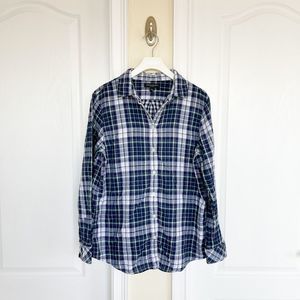 Banana Republic Size Large Soft Wash Size Large Plaid Blue Orange Green Long Sle